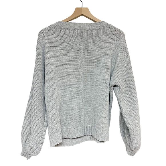 WOW Couture Womens Gray Knit Pullover Sweater Size Large Woven Detail Crewneck - Picture 2 of 6
